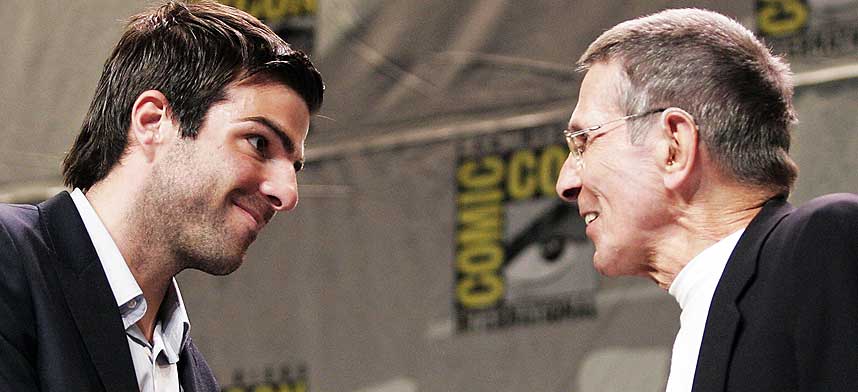 2 X SPOCK: Leonard Nimoy (t.h.) og nykommeren Zachary Quinto under Comic-Con i San Diego.