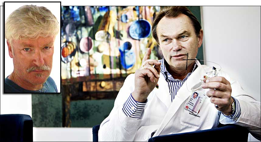 PROVOSERT: Seksjonsoverlege Leiv Ose (t.h) p� Lipidklinikken mener overlege Tor Ole Kjellevand tilkjenngir en farlig holdning n�r han p�st�r at h�yt kolesterol ikke er farlig.