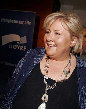 ST�TTER KAMPEN MOT ARVESKATT: Erna Solberg har lyst til � se p� arveskatten igjen, etter at temaet ble tatt opp av partileder David Cameron p� landsm�tet.