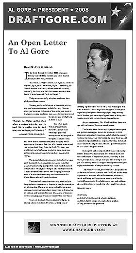 FÅR STØTTE: Annonse i New York Times for to dager siden.