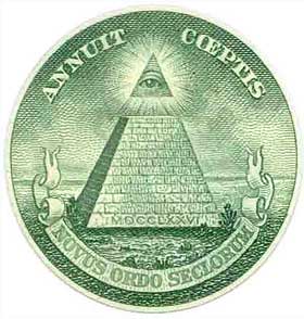 ØYET I PYRAMIDEN: På de amerikanske endollarsedlene er det på baksiden trykket en pyramide med et øye på toppen og en latinsk innskrift. Ifølge konspirasjonsteoretikere er dette Illuminatus' sentrale symbol. De sporer tegnet tilbake til Weishaupt og stiftelsen av Illuminati.