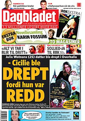 Faksimile av Dagbladets forside 25. oktober i �r.