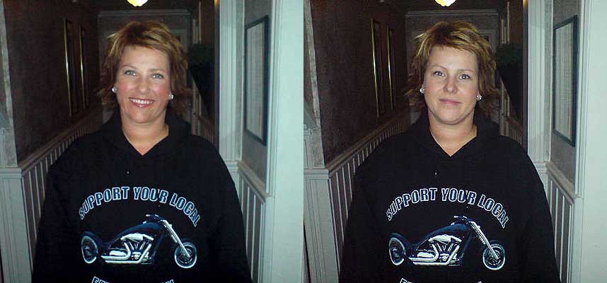 MANIPULERT: Prinsesse M�rtha manipulert av Ole John Aandal til � se ut som om hun har p� seg en hettegenser med teksten �Support your local fat Mexican�, en st�tteerkl�ring for Bandidos. Fredrikstad-ordf�rer Eva Kristin Andersen i bildet som har skapt oppstuss i Fredrikstad.