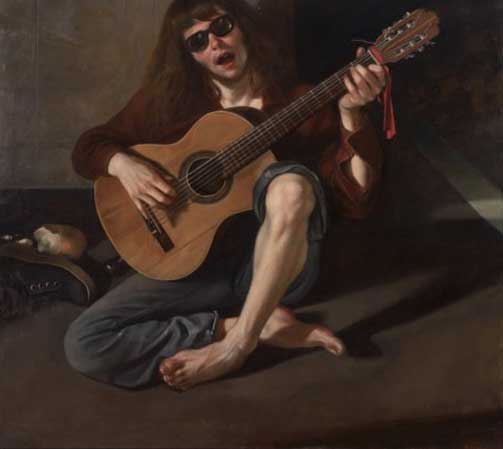 ENDELIG SOLGT: Odd Nerdrums �Gitarspiller� (1973), som m�ler 120x135 centimeter, er solgt for kroner 185 000.
