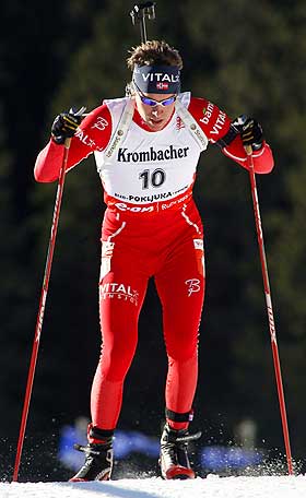 SUVEREN: Emil Hegle Svendsen gikk og skj�t prikkfritt i de innbydende skitras�ene i Pokljuka, Slovenia.