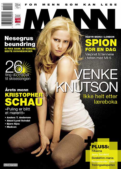 LETTKLEDD: Venke Knutson st�r fram i en drisitig bildeserie i det siste nummeret av Mann.