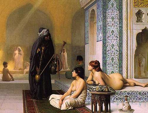 EROTISK:Dette bildet er malt av Jean-Leon Gerome og heter �Pool in a Harem� (1876).