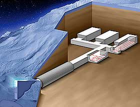 DYPT INNE I FJELLET: Fr�lageret er dimensjonert til � kunne motst� det meste av p�virkninger utenfra, der det ligger 120 meter inne i fjellet, 130 meter over havet. Jordskjelvet i forrige uke gjorde ingen skade p� hvelvet.