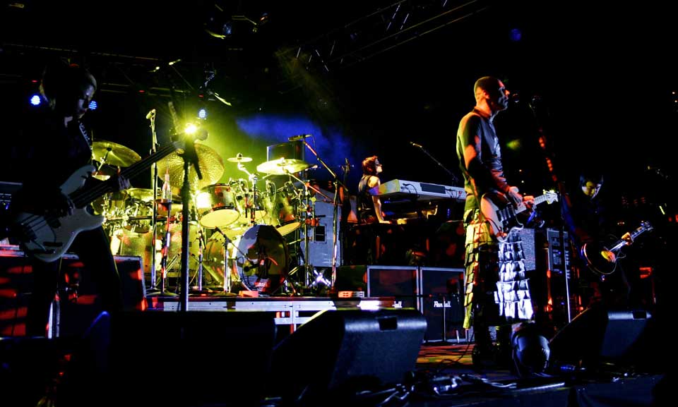 INGEN STOR KONSERT: Billy Corgan og resten av det som utgj�r Smashing Pumpkins i 2008, overbeviste ikke i Spektrum. Bildet er fra bandets konsert i Tyskland tidligere i uka.