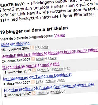  S�NN SER DET UT: Linken til bloggen din vises nederst i artikkelen.