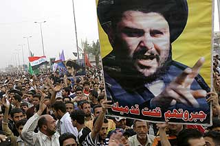 SADRS MENN Tilhengere av den radikale sjialederen Moqtada al-Sadr i stordemonstrasjon i Sadr City, nord�st i Bagdad.