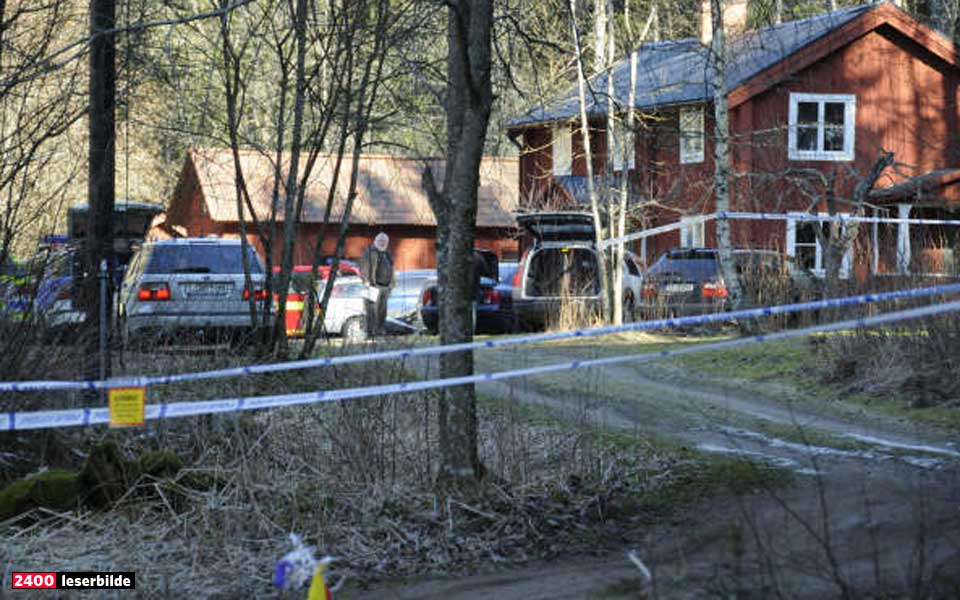 DOBBELTDRAP: P� denne g�rden i Lisj� utenfor Surahammar i Sverige ble kvinnen og barnet funnet drept.