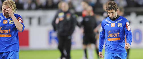 UHELDIG: Lyns Tomasz Sokolowski og Espen Hoff depper p� Lerkendal etter � ha f�tt flere avgj�rende domemravgj�relser i mot seg.