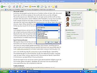 Slik ser skjermbildet ut n�r du klikker p� linken, ikke spesielt god reklame for OOXML, skriver H�kon Wium Lie.