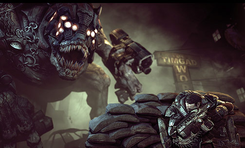 IKKE MULIG P� WII: En slik scene, hentet fra pc-versjonen av �Gears of War�, hadde ikke v�rt mulig p� en Wii, sier Capps.