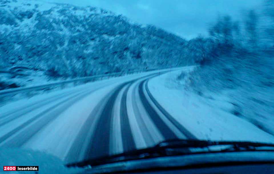 SN�DEKTE VEIER: P� vei til Svolv�r er det best � ta det rolig i natt.