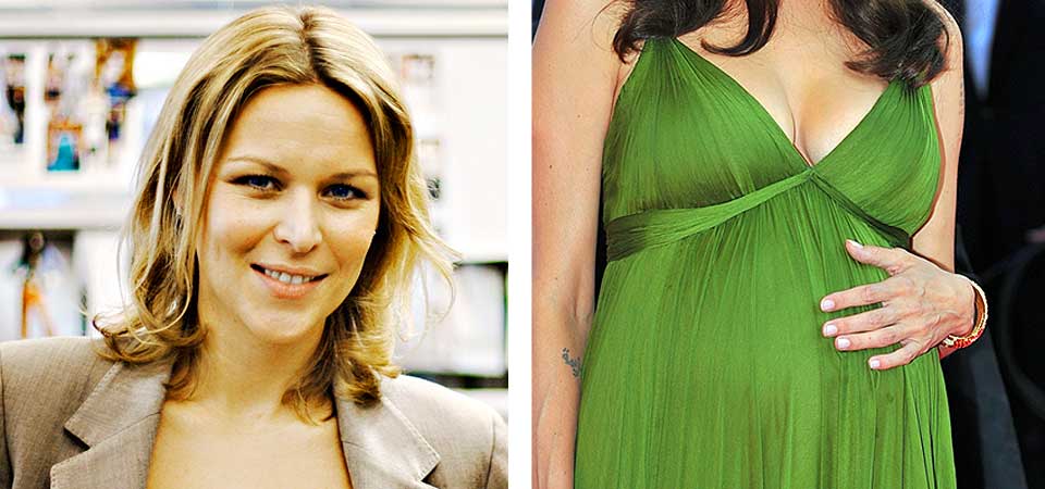 H�YGRAVID: Moteredakt�r Vanessa Rudjord er h�ygravid, i likhet med en rekke kjendiser. Deriblant Angelina Jolie (t.h.).