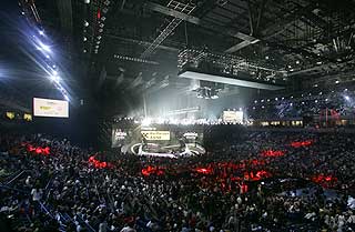 STAPPFULLT: Slik ser det ut i salen under Eurovision-finalen i Beograd i dag.