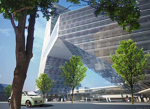FRA GATEPLAN: Selv om omr�det skal romme Norges h�yeste bygning - med tilliggende �lavblokk� p� 14 etasjer - vil den arkitektoniske l�sningen s�rge for at byrommet oppleves som �pent.