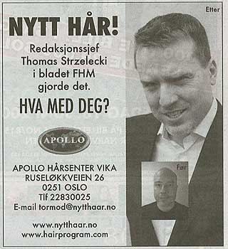 REKLAMERER: Slik kunne man se Strzelecki i en annonse i dagens VG.