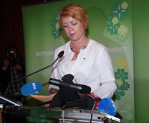 GIKK AV I DAG: �slaug Haga under pressekonferansen i formiddag.