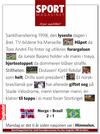 PS: Vi bes�kte dommer Esfandiar Baharmast i USA 10 �r etter han d�mte tidenes viktigste straffespark. Han og alle de andre akt�rene i dramaet forteller sin historie i Sportmagasinet i Dagbladet i dag.