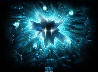 IS OG KULDE: I g�r s� bildet p� Blizzards hjemmeside slik ut. Det bl� og vinterrelaterte temaet f�rte til at mange spekulerte i at den store nyheten var om den nye World of Warcraft-utvidelsen.