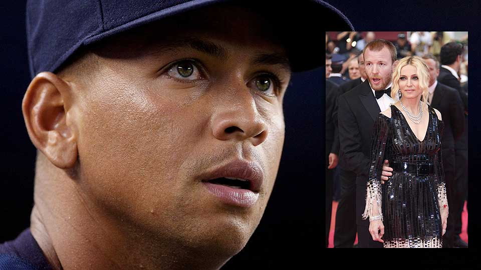 SEXVIDEO?: En amerikansk mann hevder � ha snikfilmet Madonna (t.h.) og Alex Rodriguez (t.v.). Madonnas ekteskap med Guy Ritchie er allerede i hardt v�r.