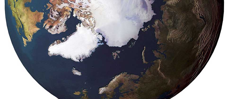 MYE IS: Illustrasjon fra mars 2004 som viser isen i omr�dene rundt Nordpolen.