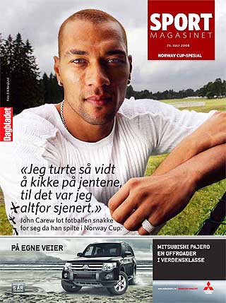 STORT INTERVJU: John Carew snakker om livet b�de p� og utenfor banen i Sportmagasinet i dag.