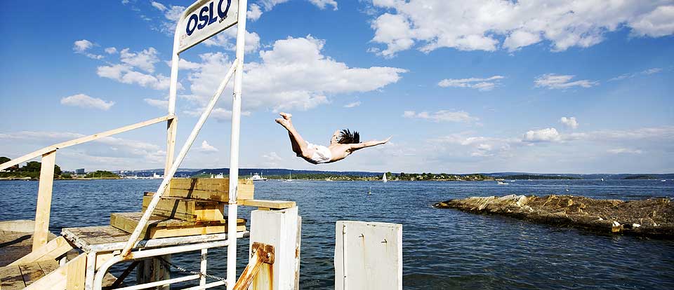 BADEVENNLIGE TEMPERATURER: Det fine v�ret de siste dagene, har f�rt til h�yst badevennlige vanntemperaturer i Oslo og Akershus.
