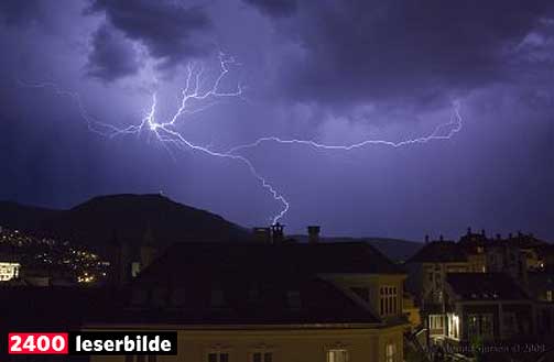 BERGEN: Selv om det var mest lyn p� �stlandet, fikk ogs� Bergensomr�det