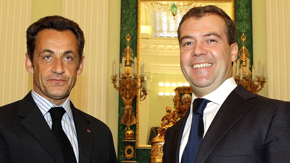 HAR EN PLAN: Frankrikes president Nicolas Sarkozy m�tte sin russiske kollega Dmitry Medvedev i Moskava i ettermiddag.
