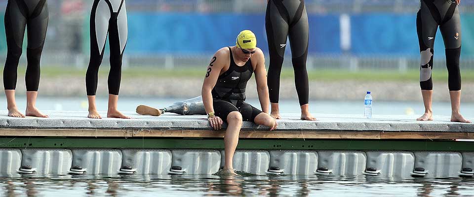 FINALEKLAR: Natalie du Toit forbereder seg p� finalen p� 10 kilometer havsv�mming i Shunyi ro- og kano-stadion tidligere i dag.