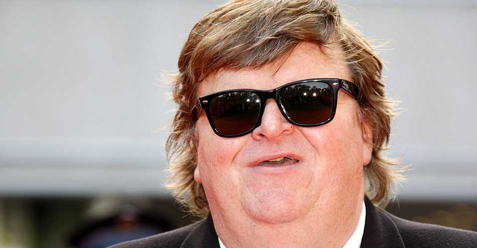 FORN�YD MED ORKANEN: Michael Moore er glad for at orkanen Gustav stikker kjepper i hjulene til republikanernes landsm�te.