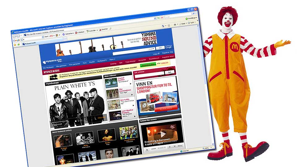 GIGANTISK: Nettsamfunnet MySpace har inng�tt samarbeid med verdens st�rste plateselskaper og en rekke sv�re merkevarer for � kunne streame musikk gratis.