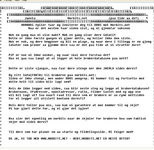 TRUSSEL: En gruppe kalt MORRADi hevder de har angrepet serveren til det norske fildelingsnettverket.