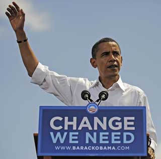 SLAGORD: Barack Obama �nsker ikke � avlyse den f�rste planlagte TV-debatten mellom han og McCain, men han har foresl�tt at de to presidentkandidatene b�r g� sammen under et slagord i forbindelase finanskrisa i USA.