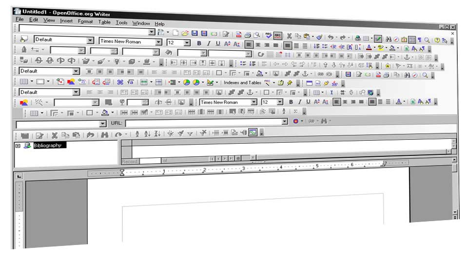 NOK P� MENYEN: Det skorter ikke p� verkt�ylinjer, menyer og avansert funksjonalitet i gratispakken openOffice 3.0. Her er alle menymulighetene i tekstbehandleren p� ett brett.