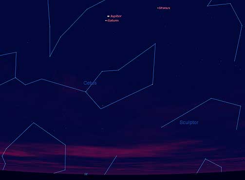 SLIK S�... himmelen ut 12. november sju �r f�r Kristus. Jupiter og Saturn st�r sv�rt n�re hverandre, og skapte sannsynligvis fenomenet vi i dag kaller Betlehem-stjerna. Les mer om fenomenet her.